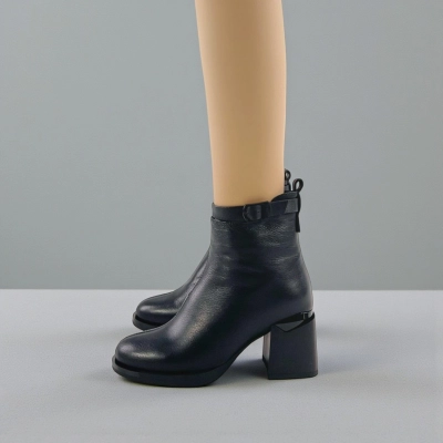 Женские зимние ботинки на каблуке W211-1 натуральная кожа черные Женские зимние ботинки на каблуке W211-1 натуральная кожа черные