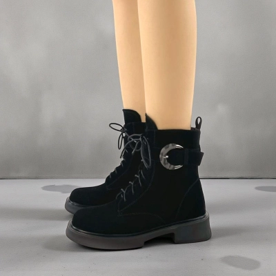 Женские зимние ботинки на каблуке W199-2 натуральная замша черные Женские зимние ботинки на каблуке W199-2 натуральная замша черные