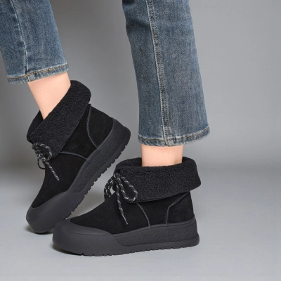 Женские зимние ботинки YM021-3 натуральная замша черные Женские зимние ботинки YM021-3 натуральная замша черные