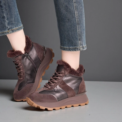 Кроссовки зимние ботинки YM021-3 натуральная замша и кожа коричневые Кроссовки зимние ботинки YM021-3 натуральная замша и кожа коричневые