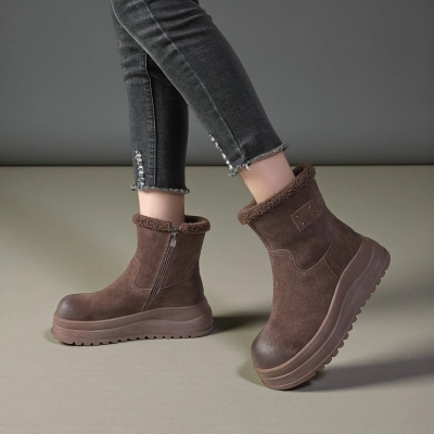 Женские зимние ботинки YM044-1 натуральная кожа шоколадные Женские зимние ботинки YM044-1 натуральная кожа шоколадные