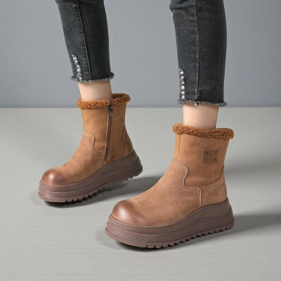 Женские зимние ботинки YM044-2 натуральная кожа какао Женские зимние ботинки YM044-2 натуральная кожа какао