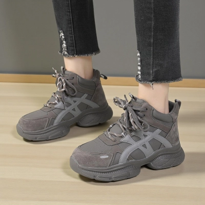 Кроссовки зимние ботинки YM131-3 натуральная замша и кожа серые Кроссовки зимние ботинки YM131-3 натуральная замша и кожа серые