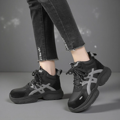 Кроссовки зимние ботинки YM131-1 натуральная замша и кожа черные Кроссовки зимние ботинки YM131-1 натуральная замша и кожа черные