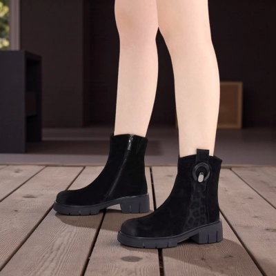 Женские зимние ботинки W247-1 натуральная замша черные Женские зимние ботинки W247-1 натуральная замша черные