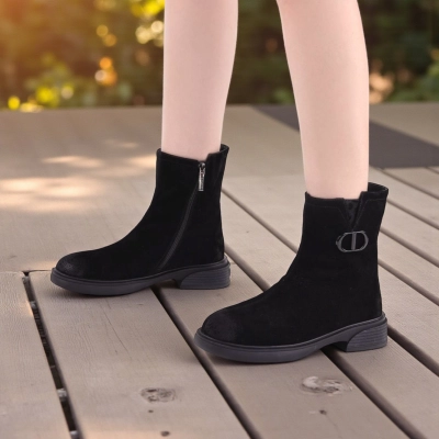 Женские зимние полусапоги W259-2 натуральная замша черные Женские зимние полусапоги W259-2 натуральная замша черные