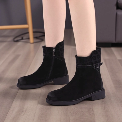 Женские зимние полусапоги W295-2 натуральная замша черные Женские зимние полусапоги W295-2 натуральная замша черные