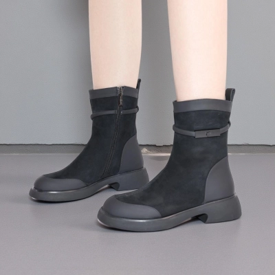 Женские зимние полусапоги W144-2 натуральная замша черные Женские зимние полусапоги W144-2 натуральная замша черные