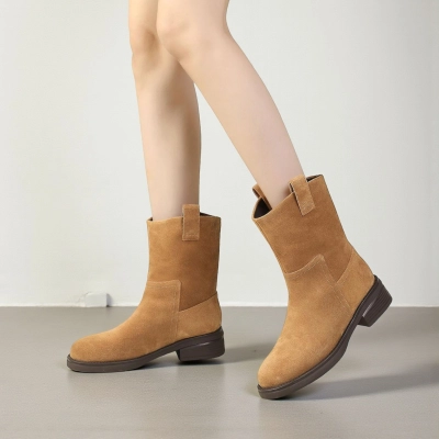 Женские зимние полусапоги YM038-4 натуральная замша коричневые Женские зимние полусапоги YM038-4 натуральная замша коричневые