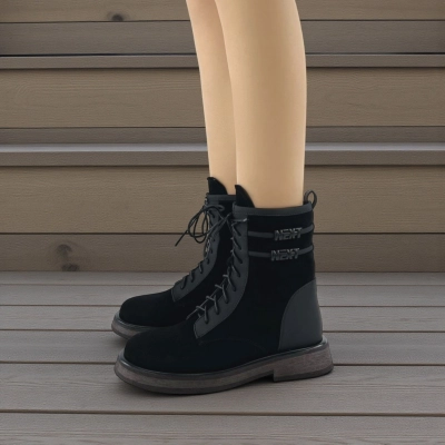 Женские зимние ботинки на каблуке W193-2 натуральная замша и кожа черные Женские зимние ботинки на каблуке W193-2 натуральная замша и кожа черные