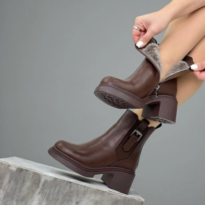 Ботинки женские зимние натуральная кожа коричневые H1100-8 Ботинки женские зимние натуральная кожа коричневые H1100-8