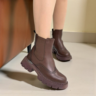 Ботинки женские челси зимние натуральная кожа коричневые H1097-8 Ботинки женские челси зимние натуральная кожа коричневые H1097-8