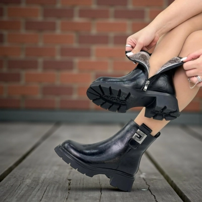 Ботинки женские зимние натуральная кожа черные H1092-1 Ботинки женские зимние натуральная кожа черные H1092-1