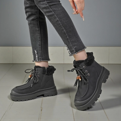 Ботинки женские зимние натуральная кожа черные YM040-1 Ботинки женские зимние натуральная кожа черные YM040-1