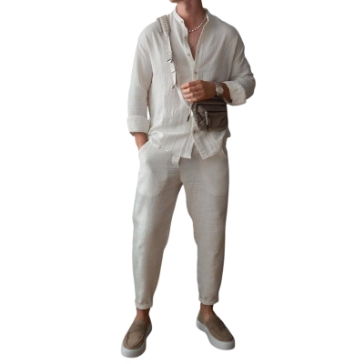 Мужской костюм двойка муслин хлопок белый 8068 Мужской костюм двойка муслин хлопок белый 8068