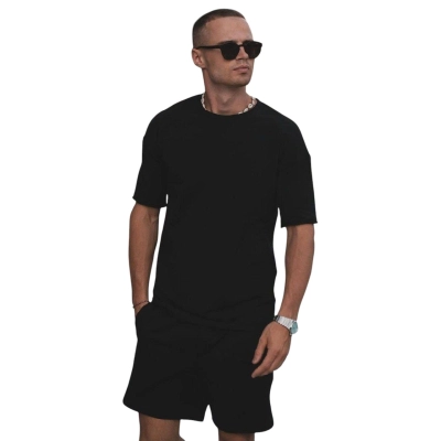 Мужской костюм двойка шорты футболка черный 8075 Мужской костюм двойка шорты футболка черный 8075