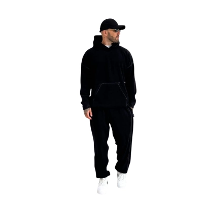 Мужской костюм флис двухсторонний черный 8078 Мужской костюм флис двухсторонний черный 8078