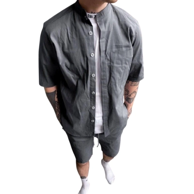 Мужской костюм двойка лен хлопок графитовый 8084 Мужской костюм двойка лен хлопок графитовый 8084