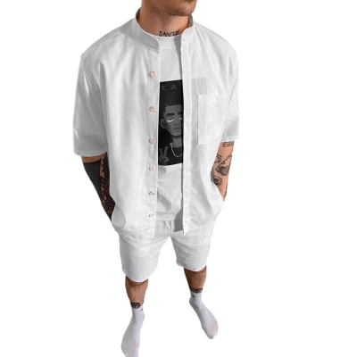 Мужской костюм двойка лен хлопок белый 8085 Мужской костюм двойка лен хлопок белый 8085