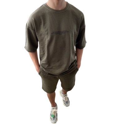 Мужской костюм двойка Турецкая трехнитка хаки 8089 Мужской костюм двойка Турецкая трехнитка хаки 8089