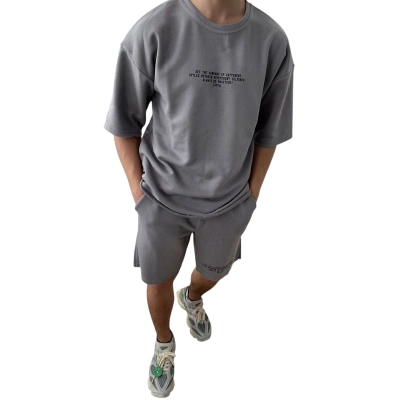 Мужской костюм двойка Турецкая трехнитка серый 8091 Мужской костюм двойка Турецкая трехнитка серый 8091