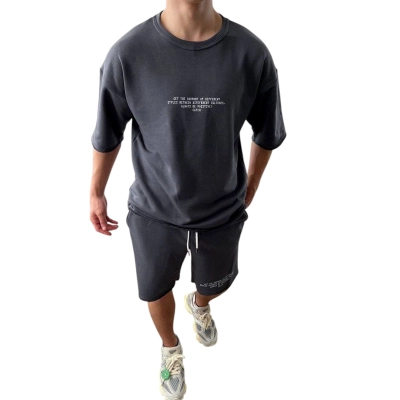 Мужской костюм двойка Турецкая трехнитка графитовый 8092 Мужской костюм двойка Турецкая трехнитка графитовый 8092