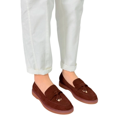 Лоферы женские SAIVVILA натуральная замша коричневые 7189 Лоферы женские SAIVVILA натуральная замша коричневые 7189