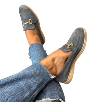 Лоферы женские SAIVVILA натуральная замша серые 7206 Лоферы женские SAIVVILA натуральная замша серые 7206