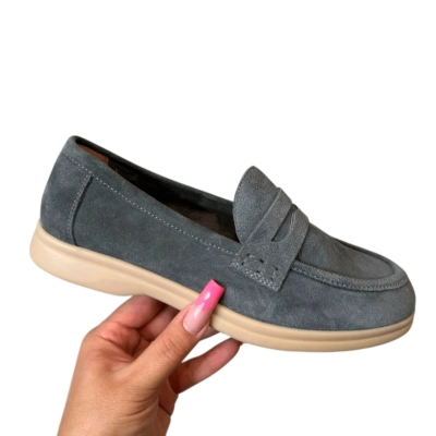 Лоферы женские SAIVVILA натуральная замша серые 7215 Лоферы женские SAIVVILA натуральная замша серые 7215