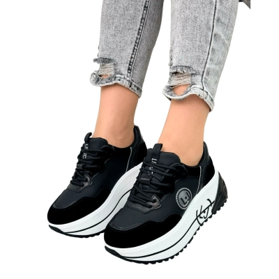 Кроссовки женские SAIVVILA комбинированная кожа черные 7218 Кроссовки женские SAIVVILA комбинированная кожа черные 7218