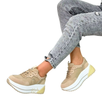 Кроссовки женские SAIVVILA комбинированная кожа бежевые 7219 Кроссовки женские SAIVVILA комбинированная кожа бежевые 7219