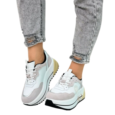 Кроссовки женские SAIVVILA комбинированная кожа белые 7220 Кроссовки женские SAIVVILA комбинированная кожа белые 7220