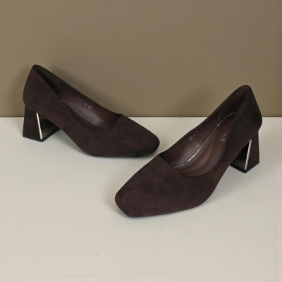 Туфли женские иск. замша шоколадные 12048