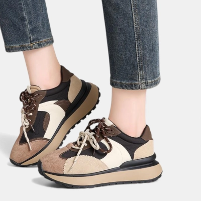 Кроссовки женские натуральная замша бежевые с коричневым D023-1 Кроссовки женские натуральная замша бежевые с коричневым D023-1