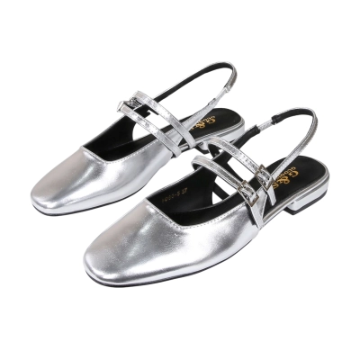 Туфли женские на лето GUOQISONG G&S искусственная кожа серебристые HD80-5 Туфли женские на лето GUOQISONG G&S искусственная кожа серебристые HD80-5