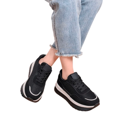 Кроссовки женские LUTA спорт искусственная замша черные Н77-1 Кроссовки женские LUTA спорт искусственная замша черные Н77-1