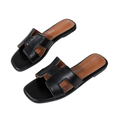 Шлепанцы женские на лето GUOQISONG G&S искусственная кожа черные 5454 Шлепанцы женские на лето GUOQISONG G&S искусственная кожа черные 5454