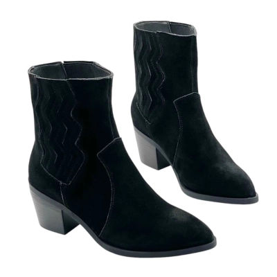 Казаки женские демисезонные натуральная замша черные E1287-5P Казаки женские демисезонные натуральная замша черные E1287-5P