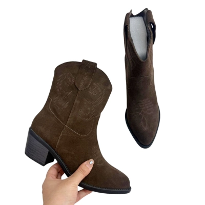 Казаки женские демисезонные натуральная замша шоколадные E8672-11P Казаки женские демисезонные натуральная замша шоколадные E8672-11P