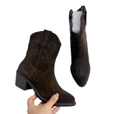 Казаки женские демисезонные натуральная замша шоколадные E8672-9P Казаки женские демисезонные натуральная замша шоколадные E8672-9P