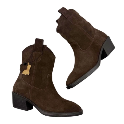 Казаки женские демисезонные натуральная замша шоколадные E8948-9P Казаки женские демисезонные натуральная замша шоколадные E8948-9P