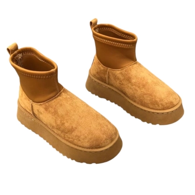 Угги женские на зиму искусственная замша с текстилем коричневые 8929 Угги женские на зиму искусственная замша с текстилем коричневые 8929