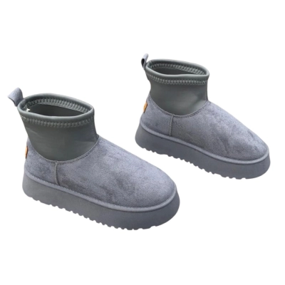 Угги женские на зиму искусственная замша с текстилем серые 8934 Угги женские на зиму искусственная замша с текстилем серые 8934