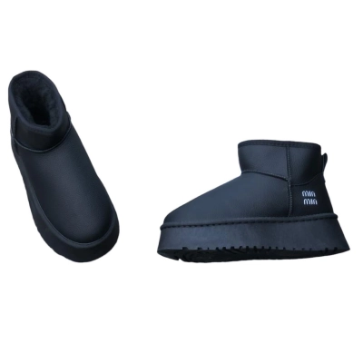 Угги женские на зиму искусственная кожа черные 8955 Угги женские на зиму искусственная кожа черные 8955