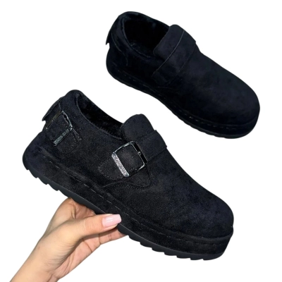 Полуботинки женские зимние ADMLIS искусственная замша черные F6502 Полуботинки женские зимние ADMLIS искусственная замша черные F6502