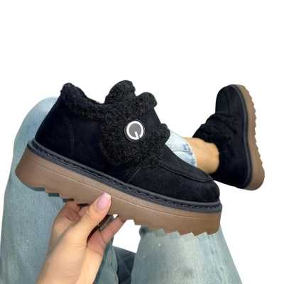 Полуботинки женские зимние ADMLIS искусственная замша черные F9008-8 Полуботинки женские зимние ADMLIS искусственная замша черные F9008-8