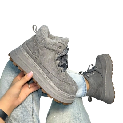 Ботинки женские зимние ADMLIS искусственная замша серые F9019-5 Ботинки женские зимние ADMLIS искусственная замша серые F9019-5