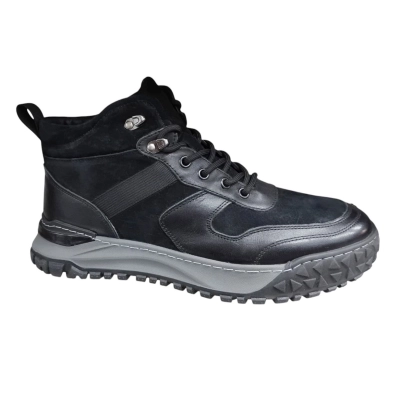 Ботинки мужские зимние UFOQQ натуральный нубук с кожей черные 10003 Ботинки мужские зимние UFOQQ натуральный нубук с кожей черные 10003