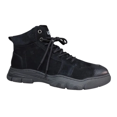 Ботинки мужские зимние UFOQQ натуральный нубук черные 10008 Ботинки мужские зимние UFOQQ натуральный нубук черные 10008