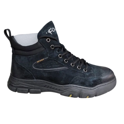 Ботинки мужские зимние UFOQQ натуральный нубук черные 10020 Ботинки мужские зимние UFOQQ натуральный нубук черные 10020